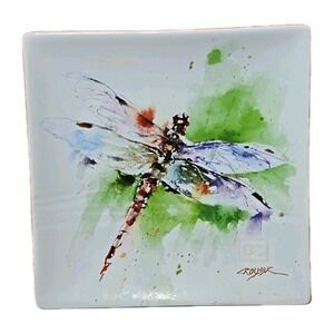 Dean Crouser Dragonfly Snack Plate Trinket Dish Wall Art Demdaco 7X7 Stoneware